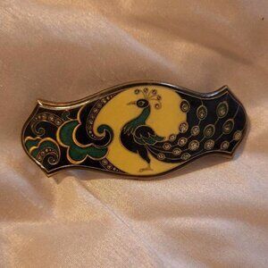 Enamel Peacock Barrette